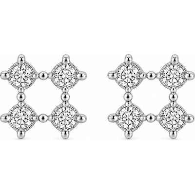 Šperky Eshop - Diamantové náušnice 14K ve tvaru čtverce z kombinovaného zlata S6BT600.18