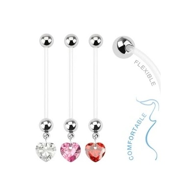 Piercingate Těhotenský piercing do pupíku srdíčko PBV00565 čirá