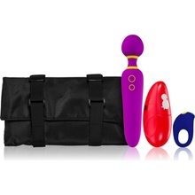 ROMP Pleasure Kit Blue masážna hlavica a vibrátor 22,5 cm + stimulátor klitorisu 10,8 cm + krúžok na penis 7,8 cm