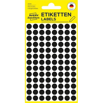 Avery Zweckform 3009 etikety 8mm 4 ks černé