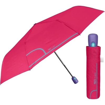 Дамски сгъваем автоматичен Open-Close чадър Perletti Time 26413, Малина