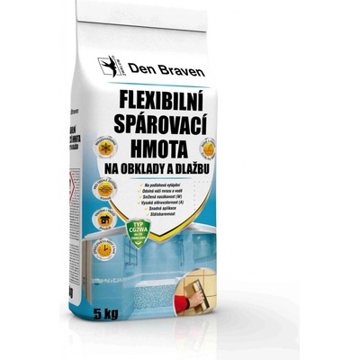 Flexibilní spárovací hmota 5kg BÍLÁ na obklady a dlažbu DEN BRAVEN