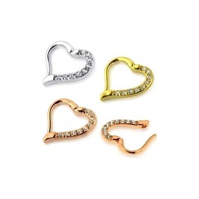 Piercingate Kruh segment srdíčko s kamínky PKR00128 – Zboží Dáma