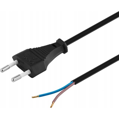 PremiumCord Flexo kabel síťový dvoužilový 230V s vidlicí 2m černý, kpsfd2b