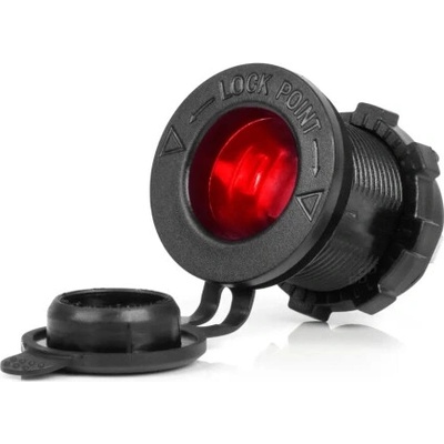 AMIO Zásuvka do zapaľovača auta s červeným LED podsvietením 12/24V vodotesná