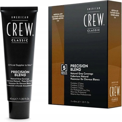 American Crew Precision Blend odbarvovač pro zešedivělé vlasy 5-6 středně popelavá 3 x 40 ml