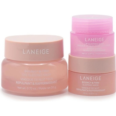 Laneige Plump & Hydrate Trio Laneige Bouncy & Firm Eye Sleeping mask maska na oční okolí 20 g + Laneige Bouncy & Firm Sleeping Mask 10 ml + Laneige Lip Sleeping Mask noční maska na rty 3 g