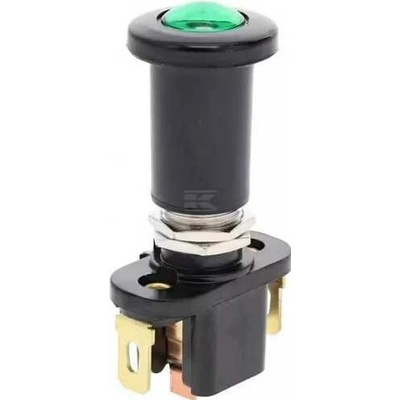 Tahový spínač Zap/Vyp se zelenou LED kontrolkou, 12V, montážní otvor 12 mm