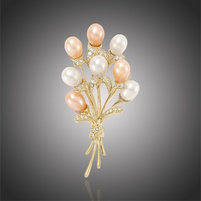 Éternelle brož se sladkovodními perlami a zirkony Bellissa B2196 zlatá