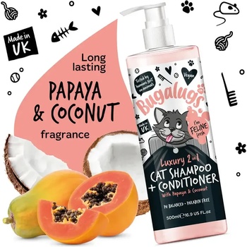 Bugalugs Luxury 2 in 1 Cat Shampoo & Conditioner Луксозен Шампоан и Балсам 2в1 за Котки 500ml