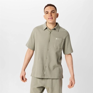 Jack Wills Риза Jack Wills Men's JW Waffle Short-Sleeve Plain Shirt - Silver Sage