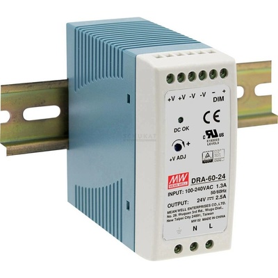 MEAN WELL DRA-60-24 síťový zdroj na DIN lištu 24 V/DC 2.5 A 60 W Počet výstupů:1 x Obsah 1 ks
