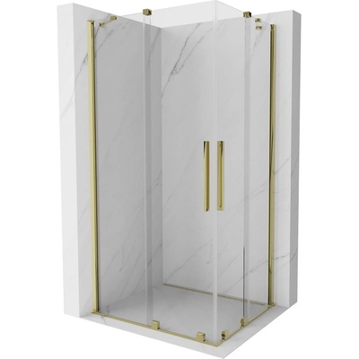 Mexen Velar Двойна плъзгаща душ кабина 90 x 80 см, прозрачна, златна - 871-090-080-02-50 (871-090-080-02-50)