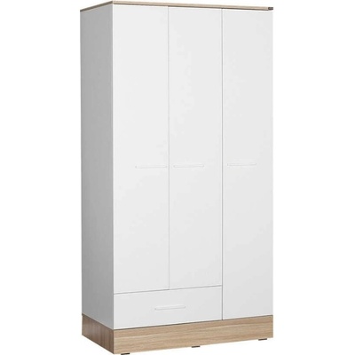 TopMebel Три крилен гардероб в бял - сонома цвят 103x52x198см