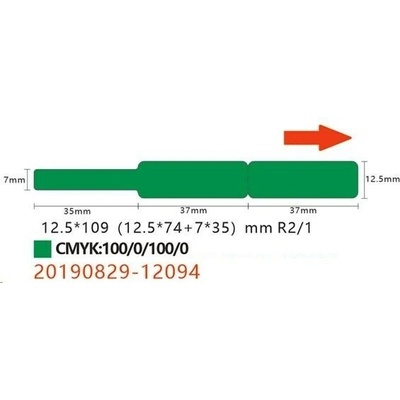 Etikety Niimbot štítky na kabely RXL Green pro D11 a D110 12,5 x 109 mm 65 ks