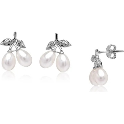 Lillian Vassago Peckové stříbrné náušnice s motivem třešniček s perlami LLVY-SER020