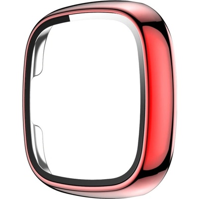 PROTEMIO 43178 Plastový kryt s ochranným sklem pro Fitbit Versa 3 / Fitbit Sense červený