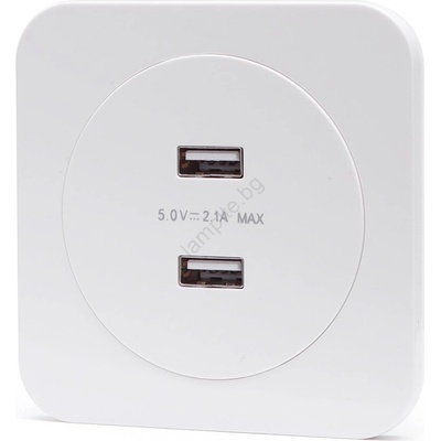 Aigostar - USB захранваща розетка с рамка, 2x USB-A, бяла (AI2823)