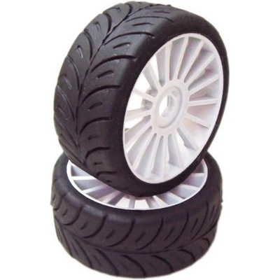 SP RACING 1/8 GT Sport gumy SOFT nalepené gumy bílé disky 2 ks .