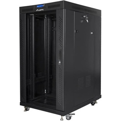 Комуникационен шкаф Lanberg FF01-8022-12BL, 19", 22U, 123.9 x 100 x 80 cm, товароносимост до 1200кг, черен (FF01-8022-12BL)