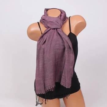 Image 1 of Стилен дамски шал в лилаво с черни ресни