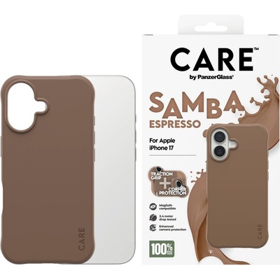Panzer Гръб Care by PanzerGlass за iPhone 17, Fashionable Case Samba Espresso w. MagSafe