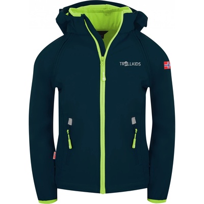 TROLLKIDS Детско софтшел яке Trollkids Kids Rondane Zip Off Jacket XT Softshell jacket - Navy / Lime - размер 128 (EU) (703-2398-0216)