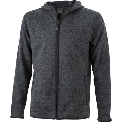 James & Nicholson mikina JN 589 s kapucí na zip fleecová pánská COT-020589l7401 Melír zelená/černá