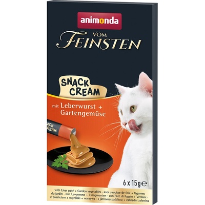 Animonda 6х15г Adult Snack-Cream Animonda Vom Feinsten, лакомство за котки - с лебервурст и градински зеленцучи