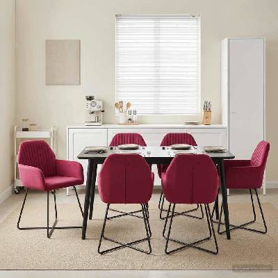 vidaXL Обедени столове 4 pcs Кадифе Виненочервен 55 x 50 x 84 см (3428377)