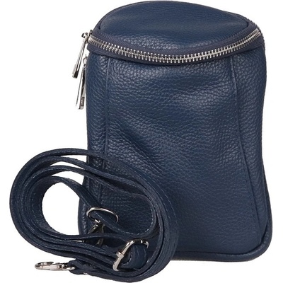 Vera Pelle Dvouoddílová malá kožená crossbody kabelka no. 72 tmavěmodrá