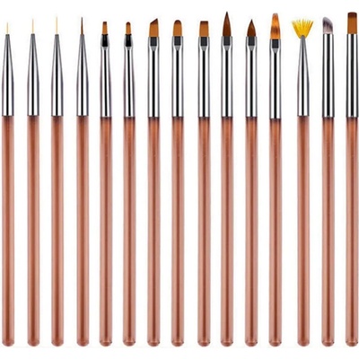 Ráj nehtů Sada štětců na nehty hnědá 15 ks