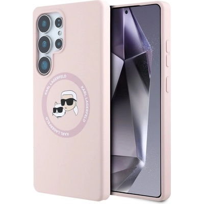 KARL LAGERFELD Силиконов калъф с двойни глави и кръг MagSafe Samsung Galaxy S25 Ultra Pink (3666339450229)