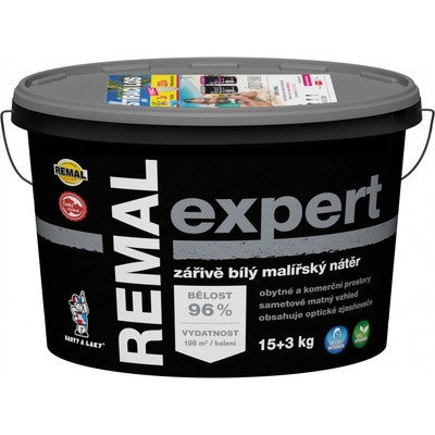 Barvy A Laky Hostivař Remal Expert, disperzní, tónovatelná, paropropustná, sametově matná barva, bělost 96 %, 7,5 kg