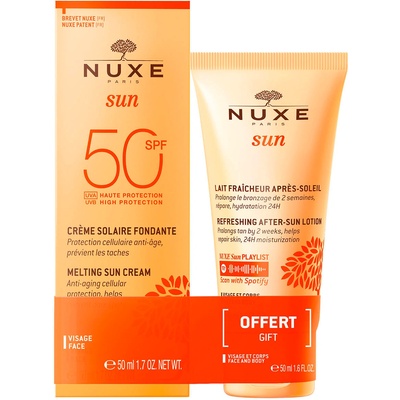NUXE Комплект Nuxe: Слънце UV защита Слънцезащитен крем За лице SPF 50 50 мл + Слънце Слънцезащита Лосион за след слънце 50 мл