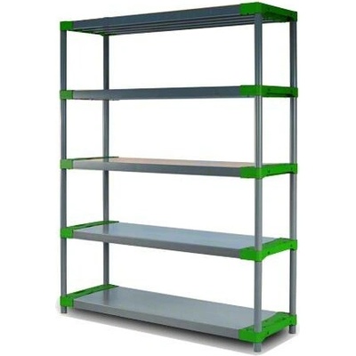 Tvujregal Regál plastový JUPITER-5 180x120x46 PVC červený/zelený Povrchová úprava: Zelená