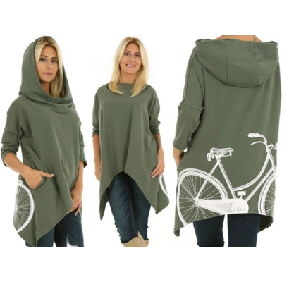 Fashionweek bavlnená mikina s kapucňou Bike MF836 khaki