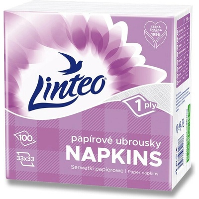 Linteo ubrousky 33x33 cm 1V bílé 100 ks