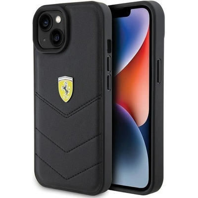 Ferrari Кейс Ferrari Quilted Metal Logo за iPhone 15, черен (3666339171032)