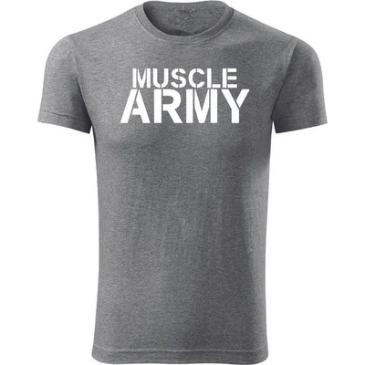 DRAGOWA Фитнес тениска с къс ръкав Muscle Army, сива, 180 г/м2 (4213)
