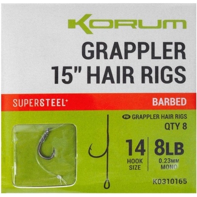 Korum Hotové Návazce Grappler Hair Rigs Barbed 38 cm Velikost 14 0,23 mm 8 lb 8 ks – Zboží Dáma