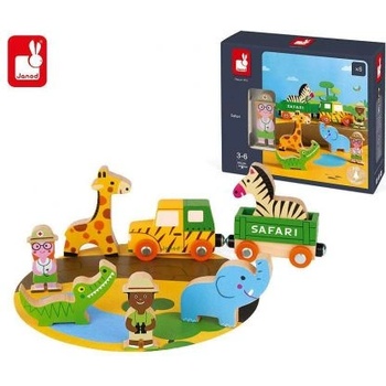 Janod - Дървен комплект с фигурки - Сафари (J08583)