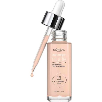 L’Oréal Paris True Match Nude Plumping Tinted Serum sérum pre zjednotenie farebného tónu pleti 1-2 Rosy Light 30 ml