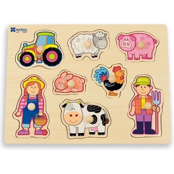 ANDREU Toys Дървен пъзел с дръжки Andreu toys - Ферма (16457)