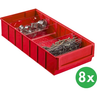 Allit Plastový regálový box ShelfBox typ E 183 x 400 x 81 mm 8 ks červený