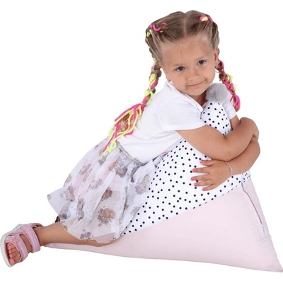 KONDELA Sedací vak biela/ružová/sivá POMPOM