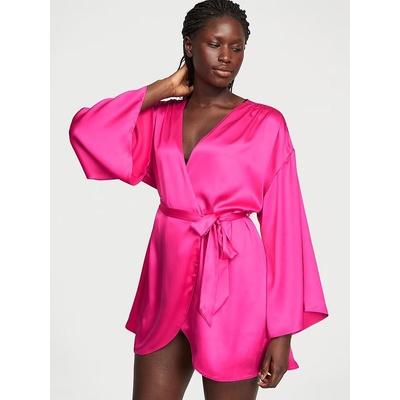 Victoria's Secret dámský Saténový krátký župan Satin Short Robe růžová