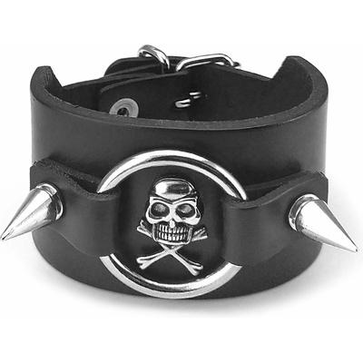 Leather & steel fashion гривна skull ring- lsf1 125