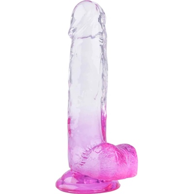 Sunfo clamp-on lifelike testicle dildo 22 cm translucent-pink