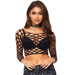 Leg Avenue Net Long Sleeved Crop Top 81567 Black